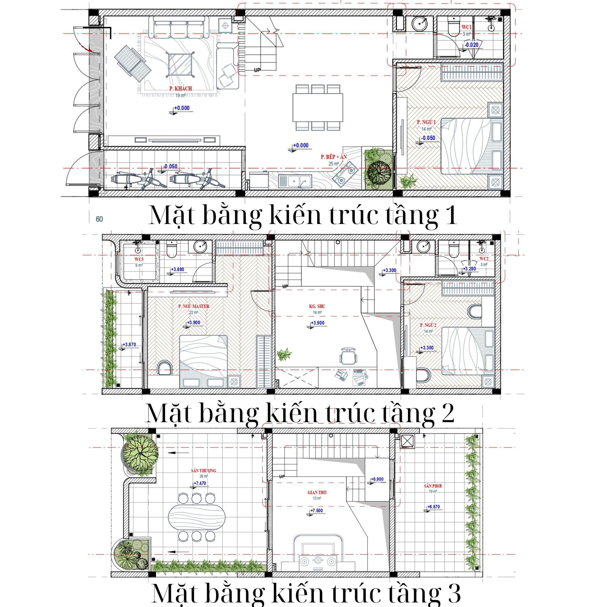 Phối cảnh mặt tiền nhà phố 3 tầng 6x13m đẹp mê ly