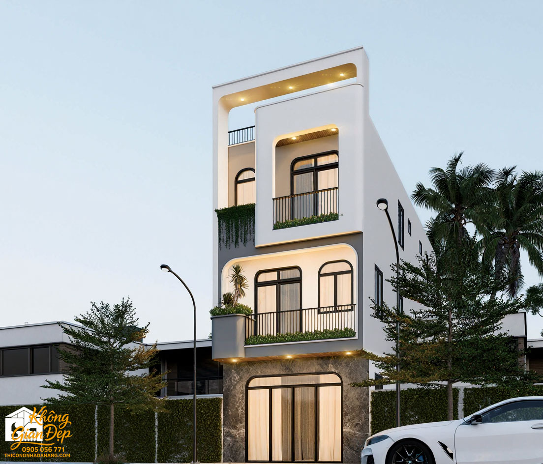 Phối cảnh góc nghiêng nhà phố 3 tầng 5x15m