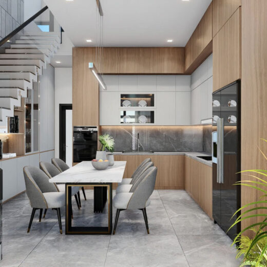 noi that phong bep kien truc nha 3 tang 4 phong ngu 5x20 1