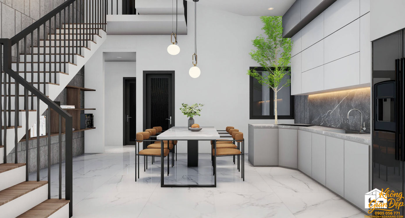 Nội thất phòng bếp nhà phố 3 tầng 6x13m