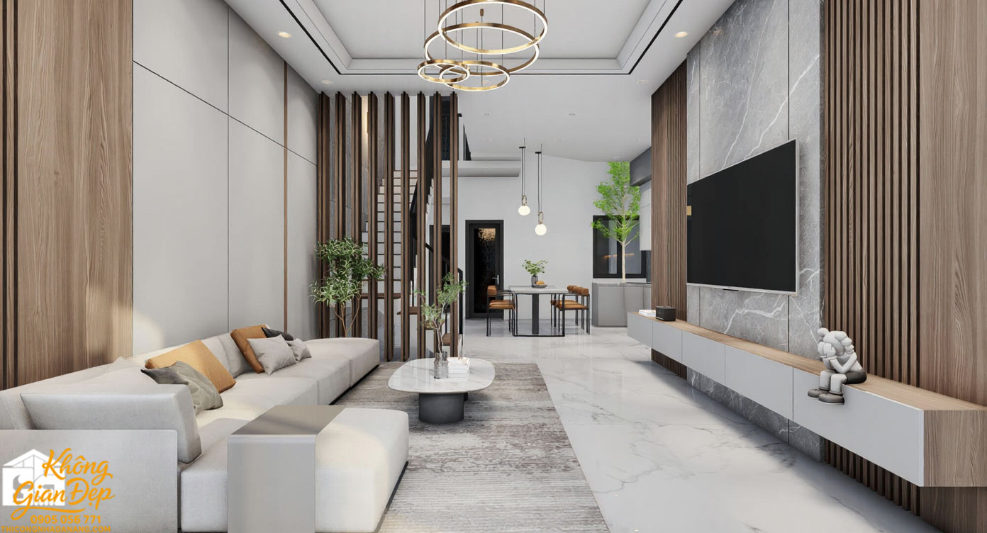 Nội thất phòng khách nhà phố 3 tầng 6x13m