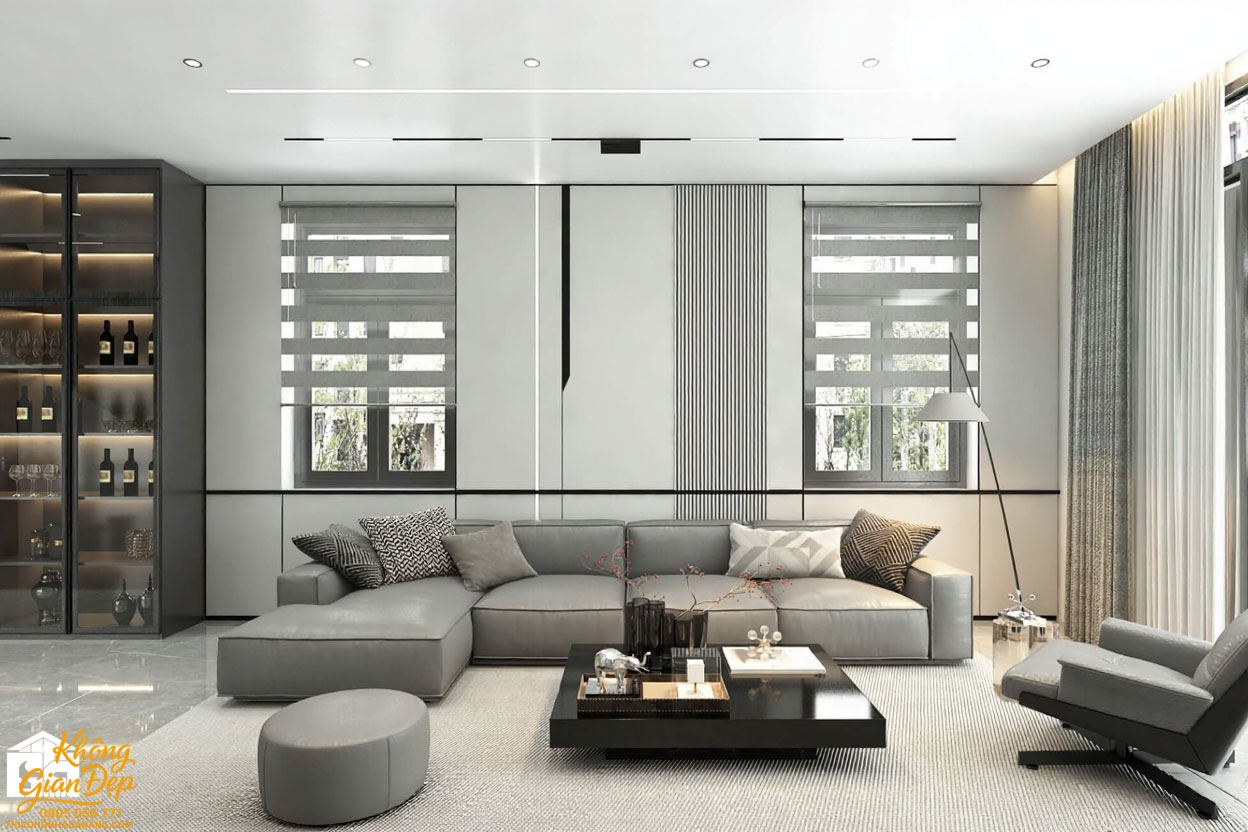 Nội thất phòng khách nhà phố 3 tầng 5x15m