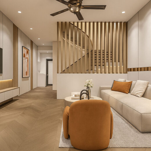 phong khach thiet ke nha 5x20 kinh doanh 3 tang 2