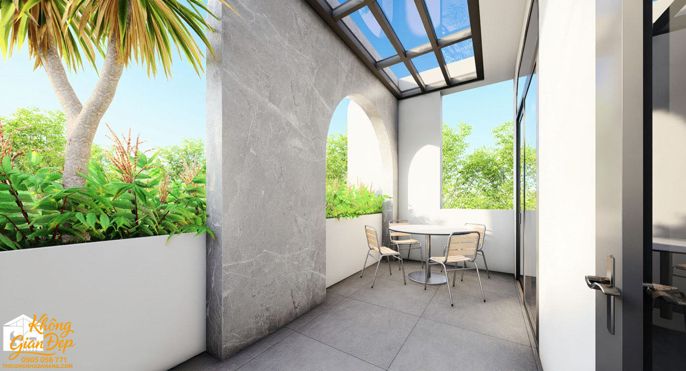 Sân thượng chill nhà phố 3 tầng 5x25m