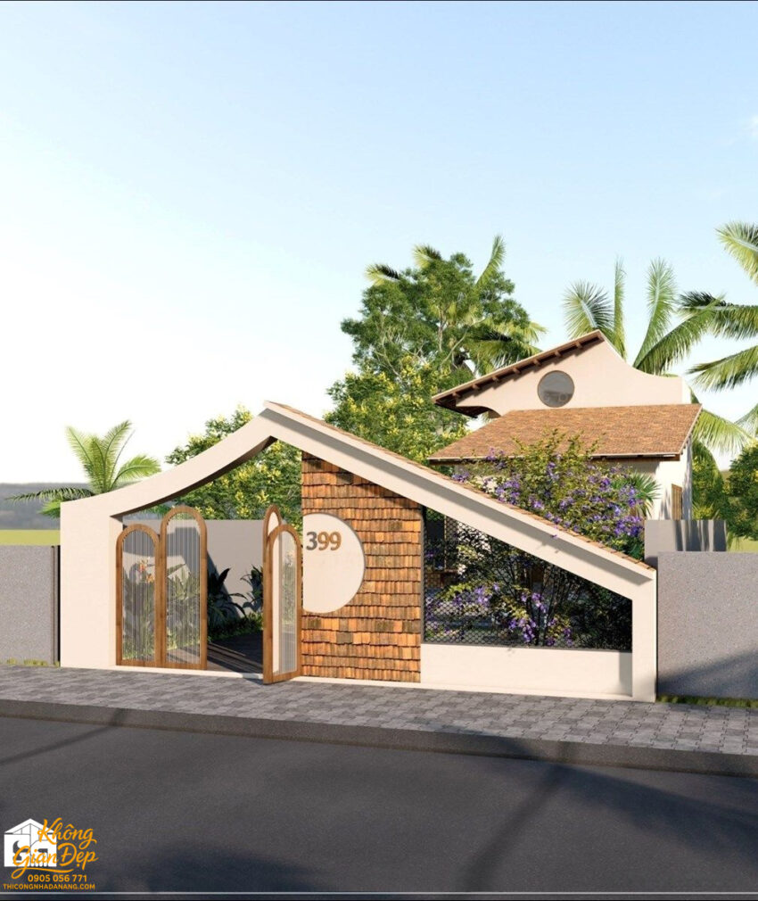 Phối cảnh mặt tiền nhà cấp 4 gác lửng hiện đại.