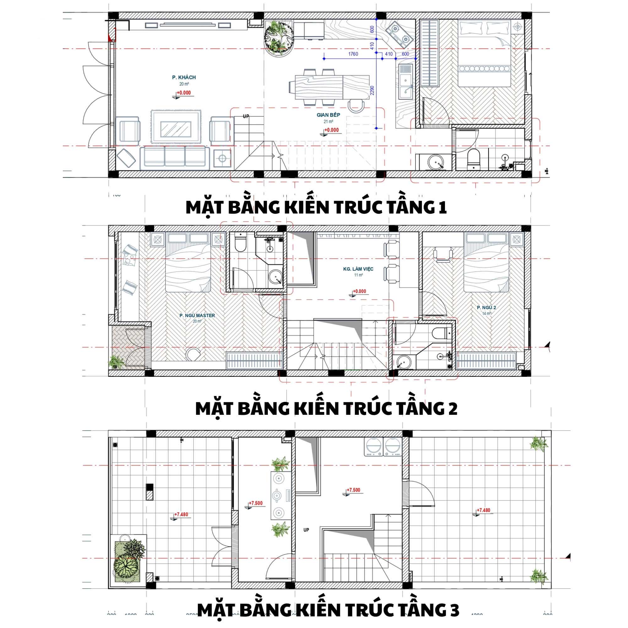 Mẫu Nhà Phố 3 Tầng 5x20: Thiết Kế 3 Phòng Ngủ Hiện Đại & Tối Ưu Công Năng 39 Mặt bằng kiến trúc chi tiết nhà phố 3 tầng 5x20m 3 phòng ngủ