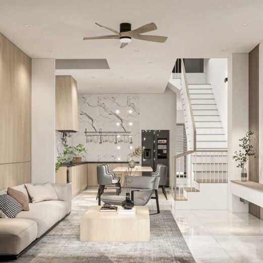 phong khach 5x20m mau nha ong dep 3 tang 5m