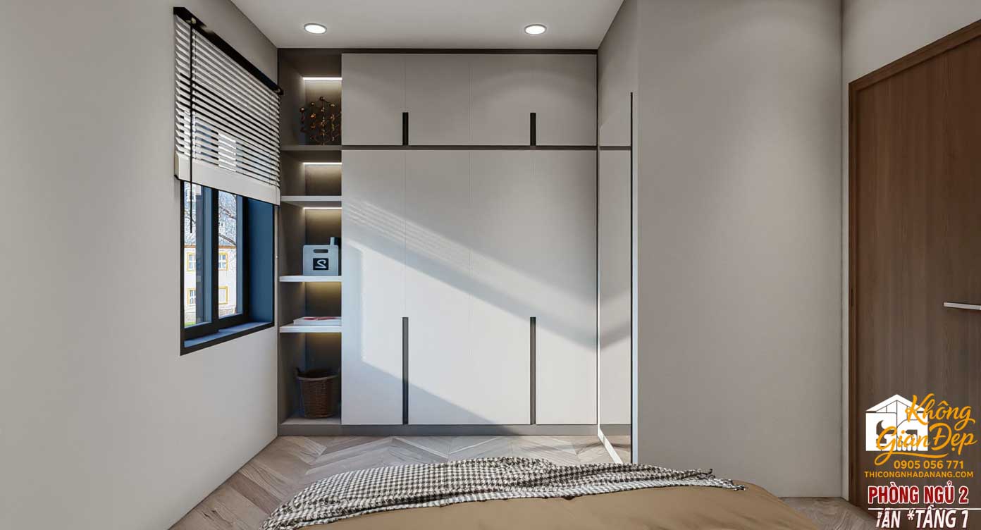 Mẫu Nhà Phố 3 Tầng 5x20: Thiết Kế 3 Phòng Ngủ Hiện Đại & Tối Ưu Công Năng 9 Nội thất phòng ngủ 2 nhà phố 3 tầng mặt tiền 5m với tông màu ấm