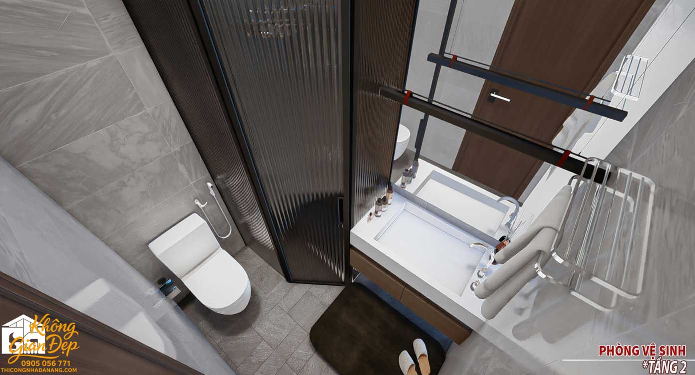 Mẫu Nhà Phố 3 Tầng 5x20: Thiết Kế 3 Phòng Ngủ Hiện Đại & Tối Ưu Công Năng 45 Thiết kế phòng vệ sinh cao cấp nhà phố 3 tầng mặt tiền 5m