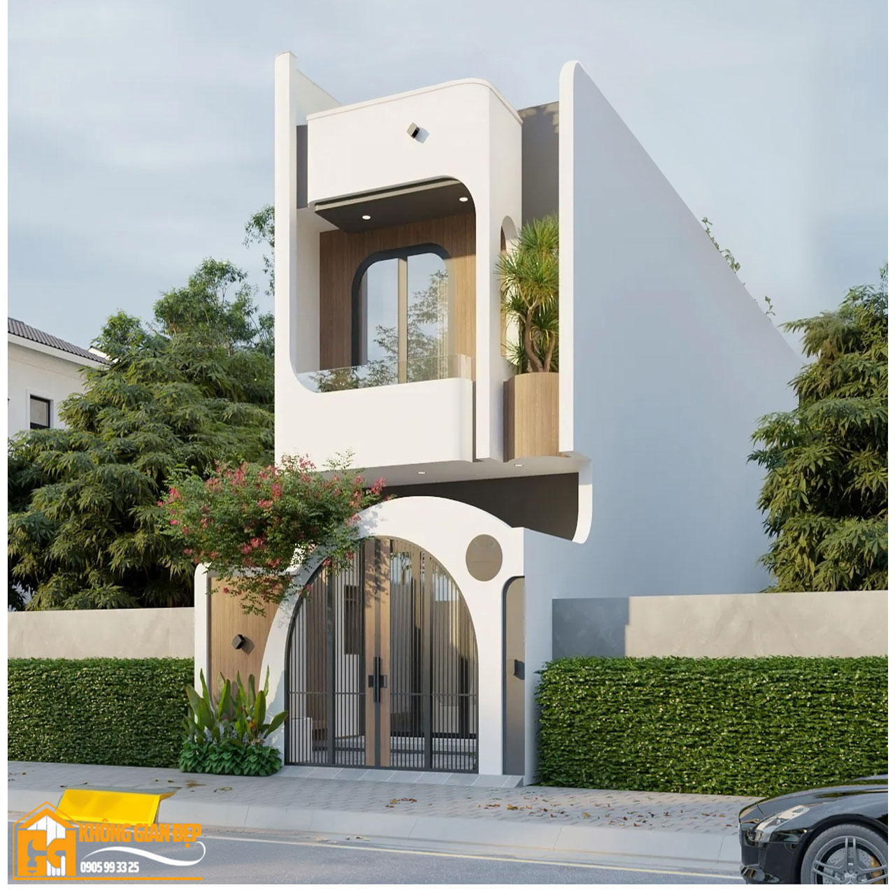 Mặt tiền nhà phố 2 tầng 5x5m phong cách hiện đại