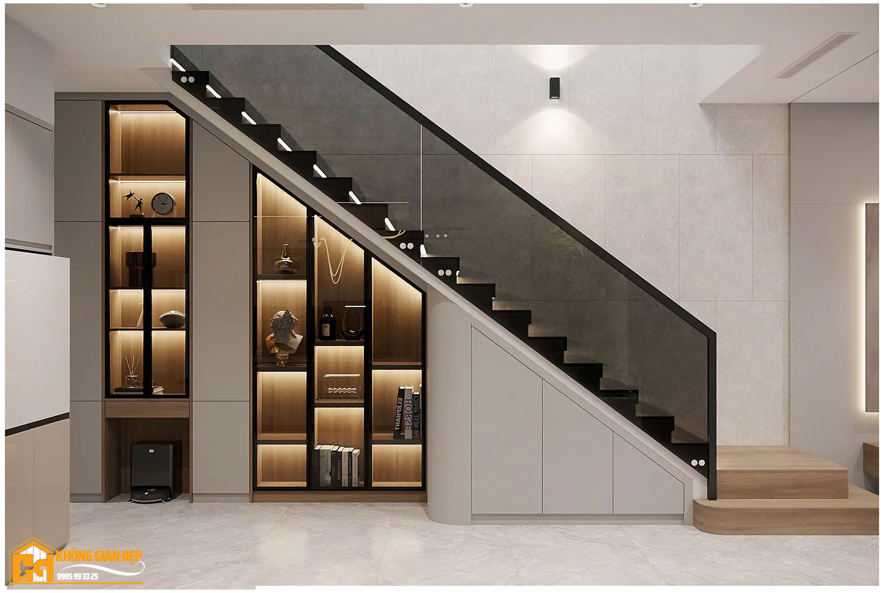 Nội thất khu bếp ăn nhà phố 5x5m với tủ bếp hiện đại