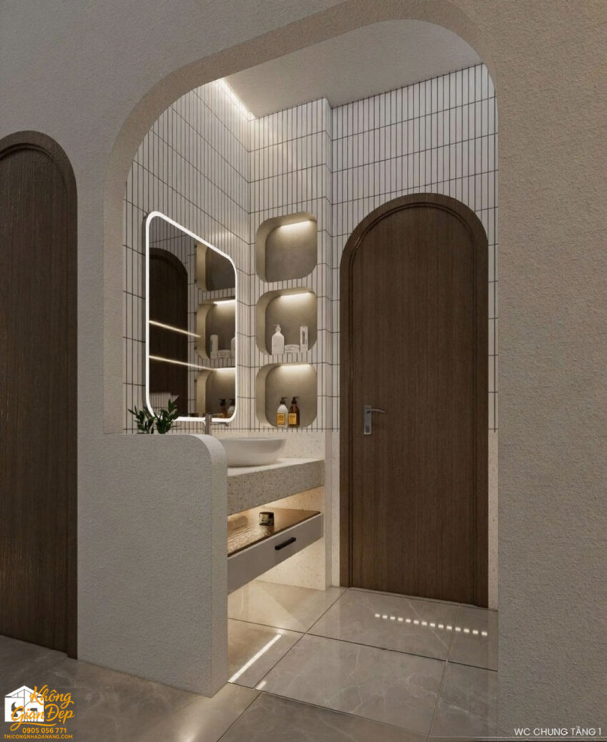 Khu vực lavabo phòng vệ sinh chung