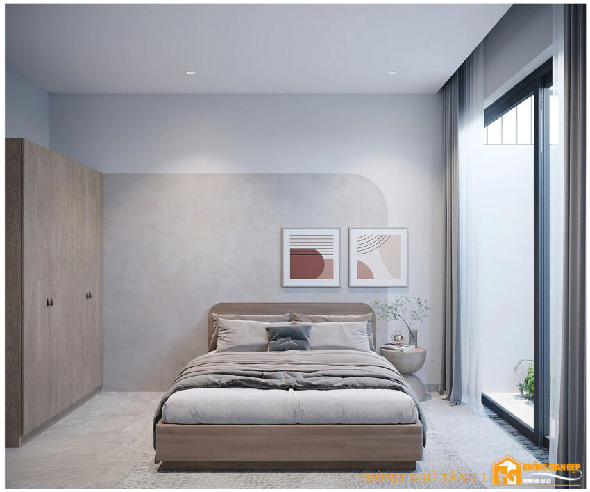 Góc làm việc và tủ quần áo phòng ngủ Master