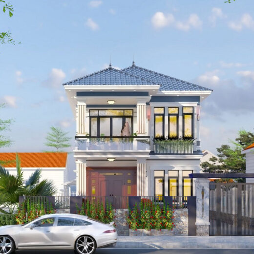 Cổng và tường rào biệt thự mái thái