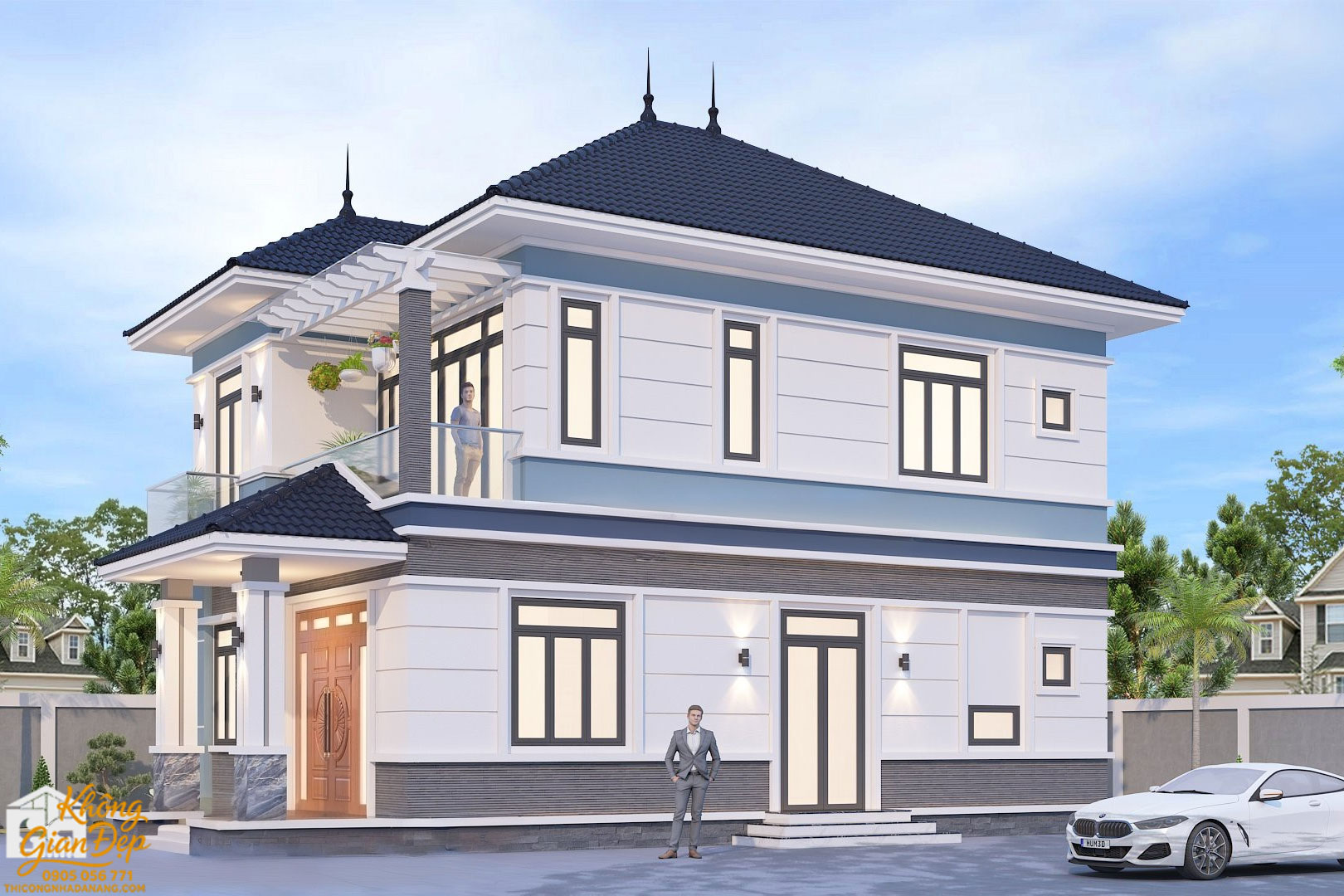 Biệt thự 2 tầng 8x12m nhìn từ trên cao