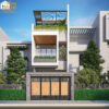 Phối cảnh chính diện tổng thể ban ngày nhà phố 3 tầng 5x22m