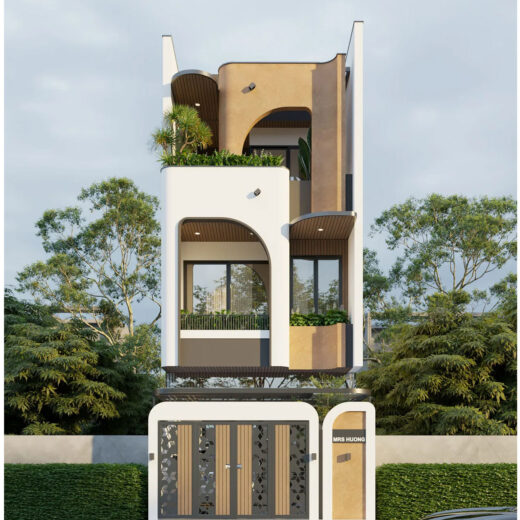 Mặt tiền chính diện nhà phố 3 tầng 5x22m sang trọng