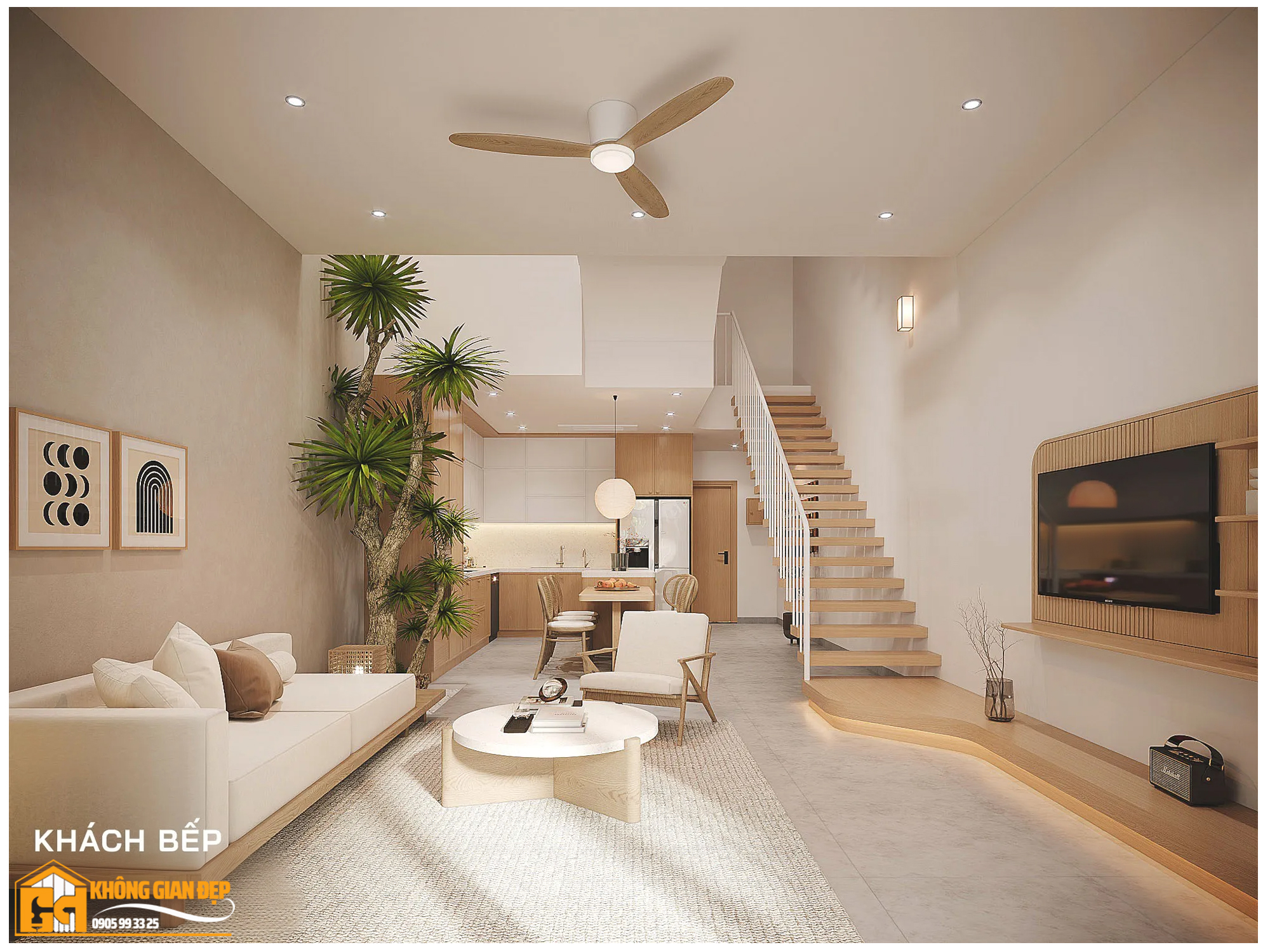 Chi tiết decor và đèn trần phòng khách đẹp