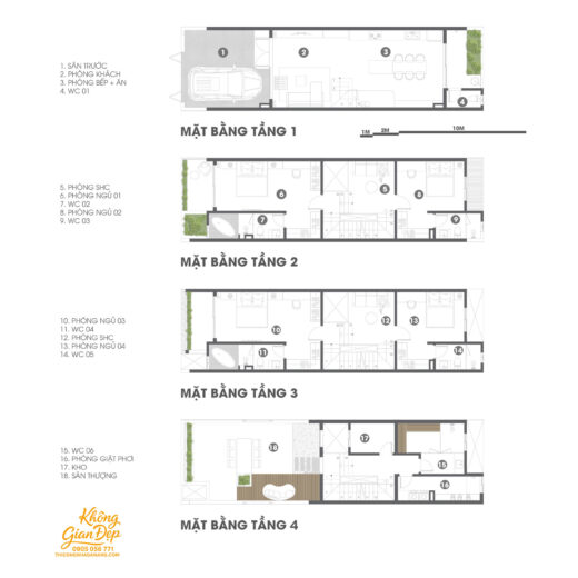 3 phong khach bep mau nha pho 4 tang 5x20 7