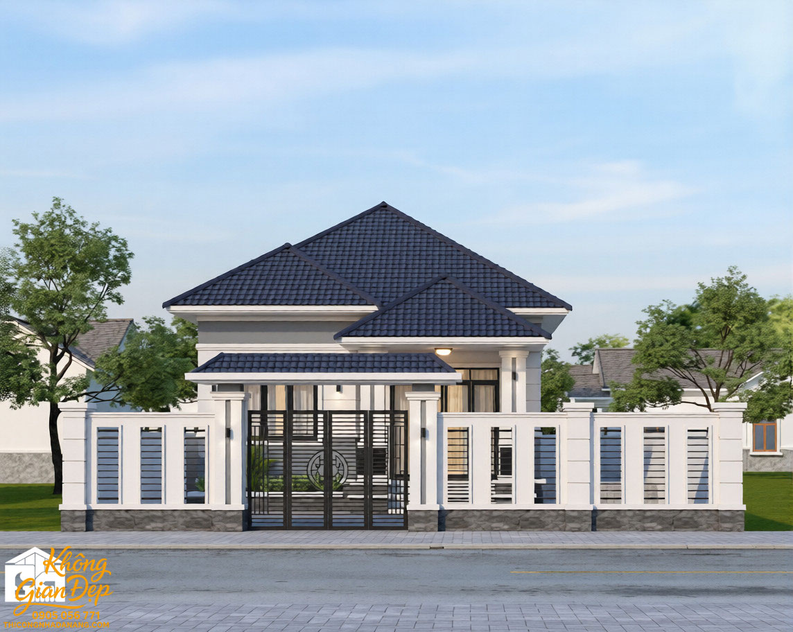 Mẫu Biệt Thự 1 Tầng 10x20 Đẹp Hiện Đại – Xu Hướng Thiết Kế Mới 2026 10 Phối cảnh biệt thự 1 tầng 10x20 về đêm lung linh - View 6