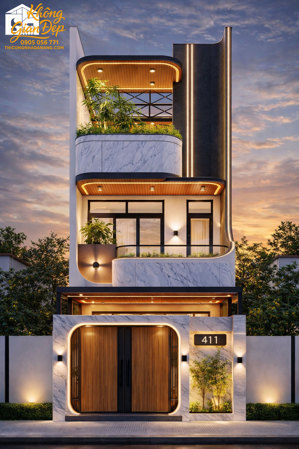 Nhà phố 3 tầng phong cách tân cổ điển đẹp 2026