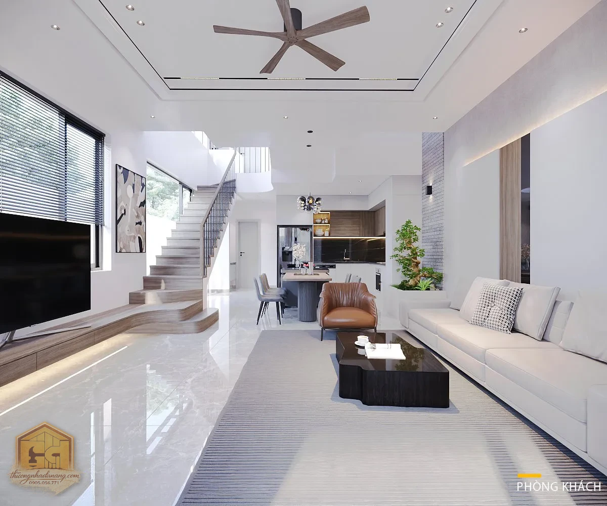 Siêu Phẩm Biệt Thự 2 Tầng Đẹp 2026 Do Thi Công Nhà Đà Nẵng Thực Hiện 15 Nội thất phòng khách biệt thự 2 tầng đẹp sang trọng - View 1