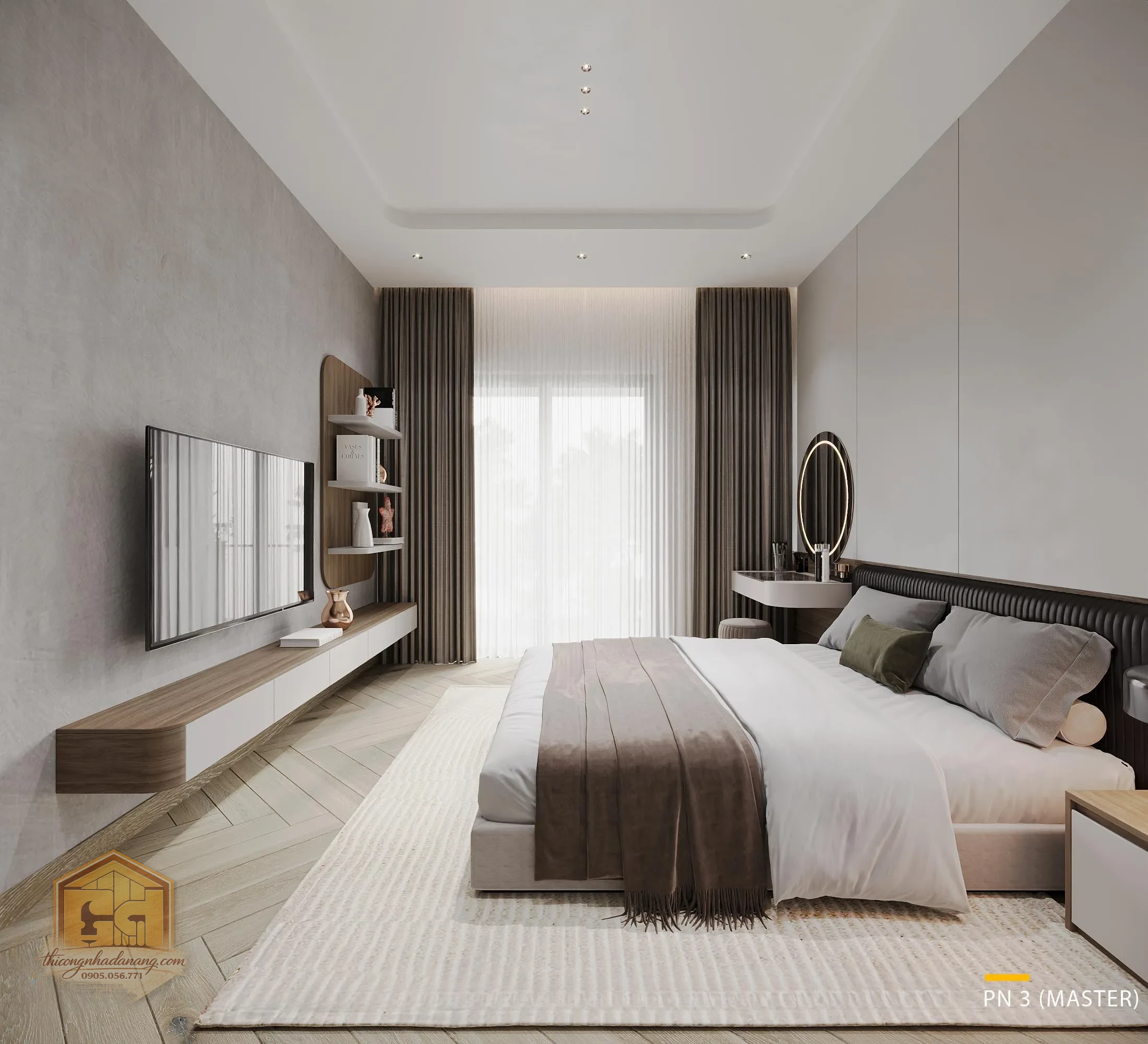 Siêu Phẩm Biệt Thự 2 Tầng Đẹp 2026 Do Thi Công Nhà Đà Nẵng Thực Hiện 30 Giường ngủ bọc nỉ cao cấp phòng Master - View 2