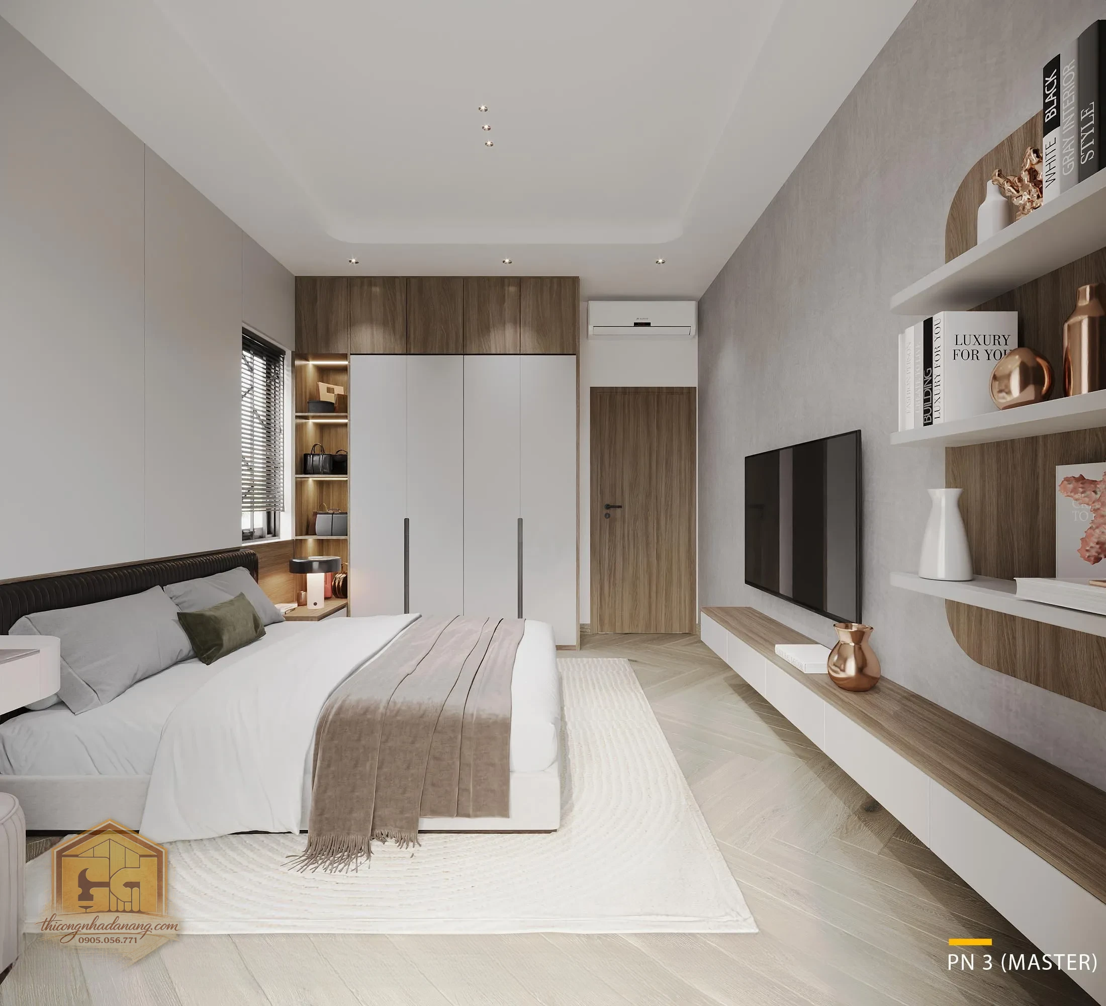 Siêu Phẩm Biệt Thự 2 Tầng Đẹp 2026 Do Thi Công Nhà Đà Nẵng Thực Hiện 33 Hệ tủ quần áo cánh kính phòng Master - View 5