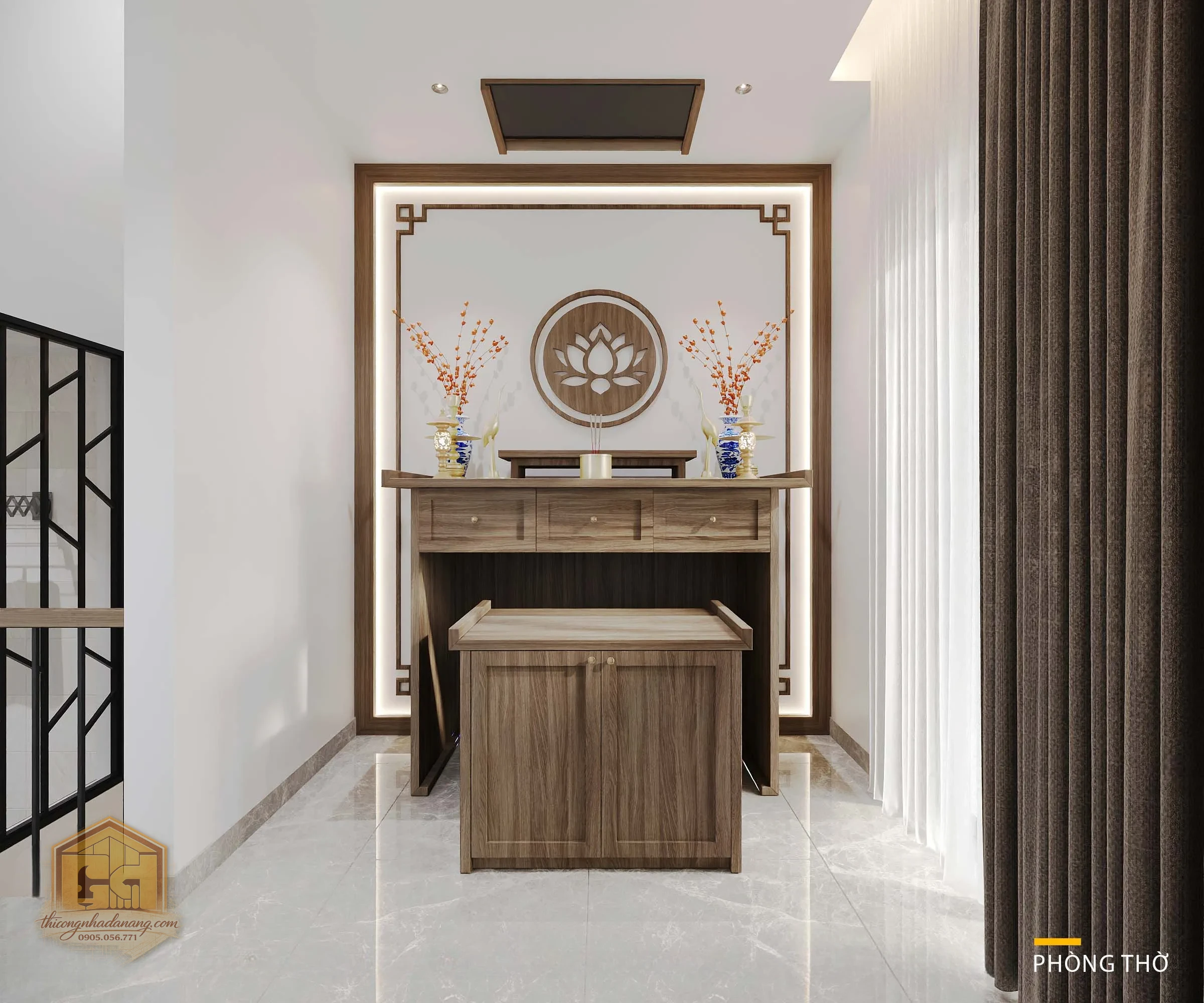 Siêu Phẩm Biệt Thự 2 Tầng Đẹp 2026 Do Thi Công Nhà Đà Nẵng Thực Hiện 39 Phòng thờ gỗ tự nhiên trang nghiêm hợp phong thủy
