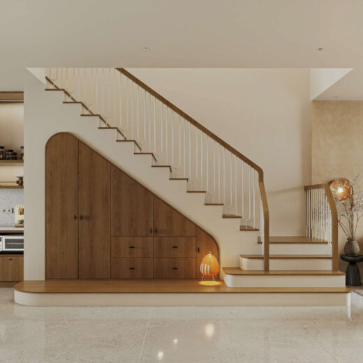 noi that phong bep an goc tu cau thang 2 mau nha pho 3t tang 2026 2