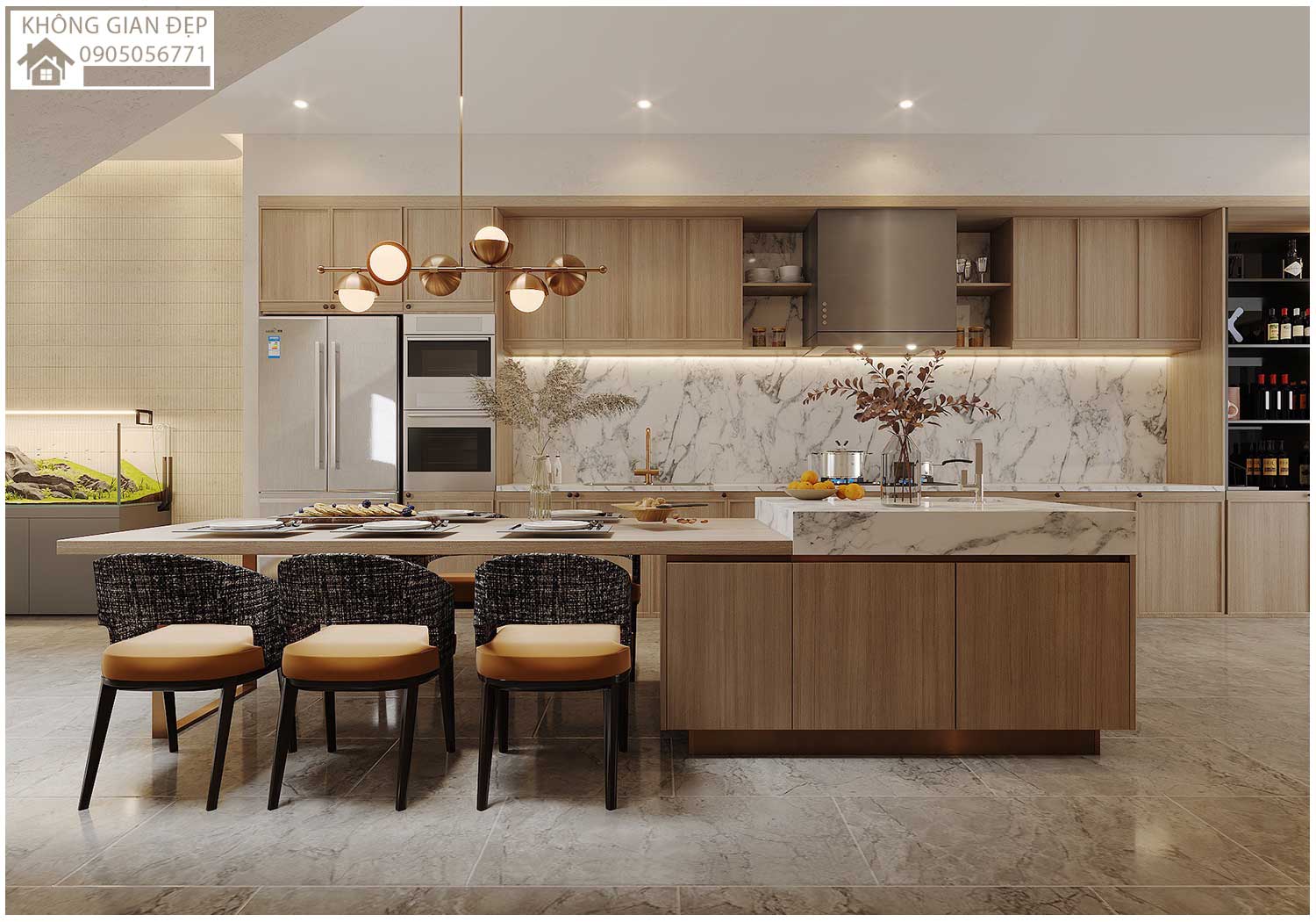 Mẫu Nhà Phố 4 Tầng 4x18m Hiện Đại 2026 – Vẻ Đẹp Ấn Tượng & Công Năng Hoàn Hảo Tại Đà Nẵng 10 Góc nhìn tổng thể tầng 1 nhà phố 4x18m