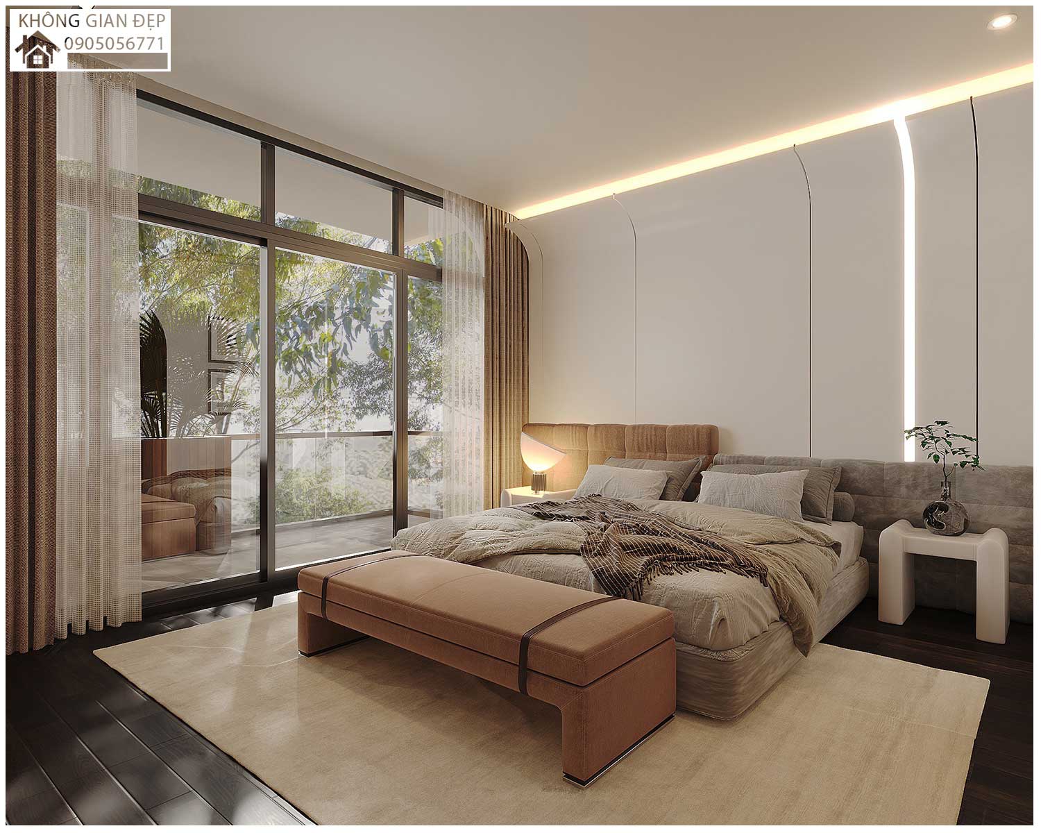 Mẫu Nhà Phố 4 Tầng 4x18m Hiện Đại 2026 – Vẻ Đẹp Ấn Tượng & Công Năng Hoàn Hảo Tại Đà Nẵng 15 Kệ tivi phòng ngủ Master
