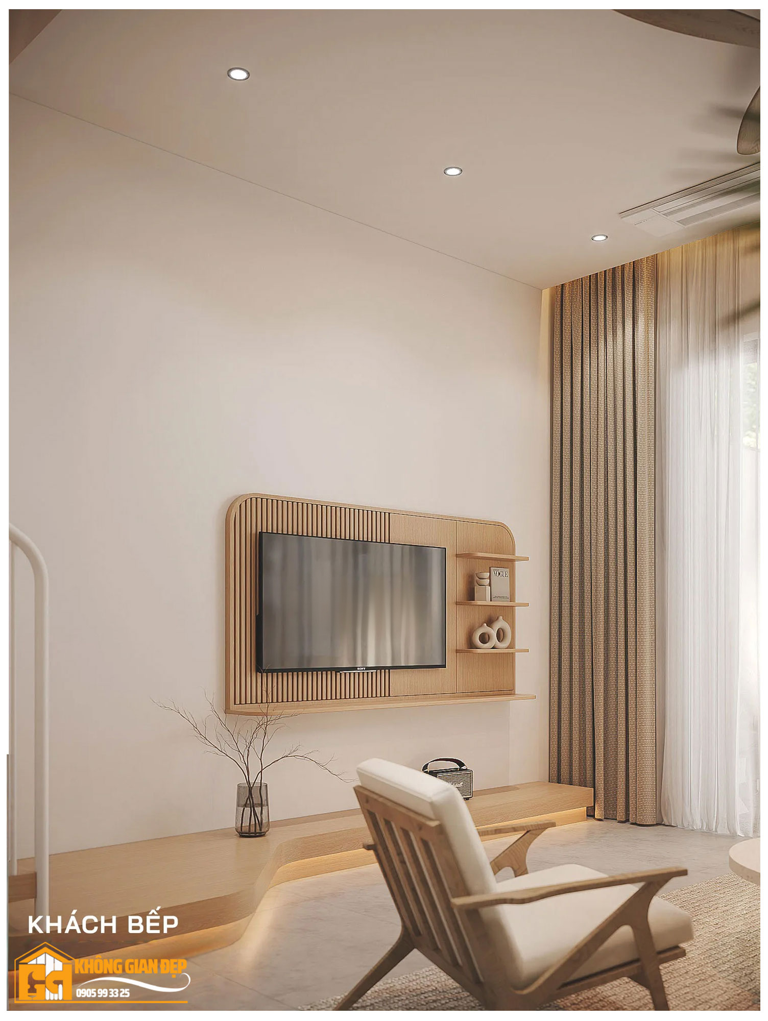 Tổng thể không gian phòng bếp ăn nhà phố 3 tầng