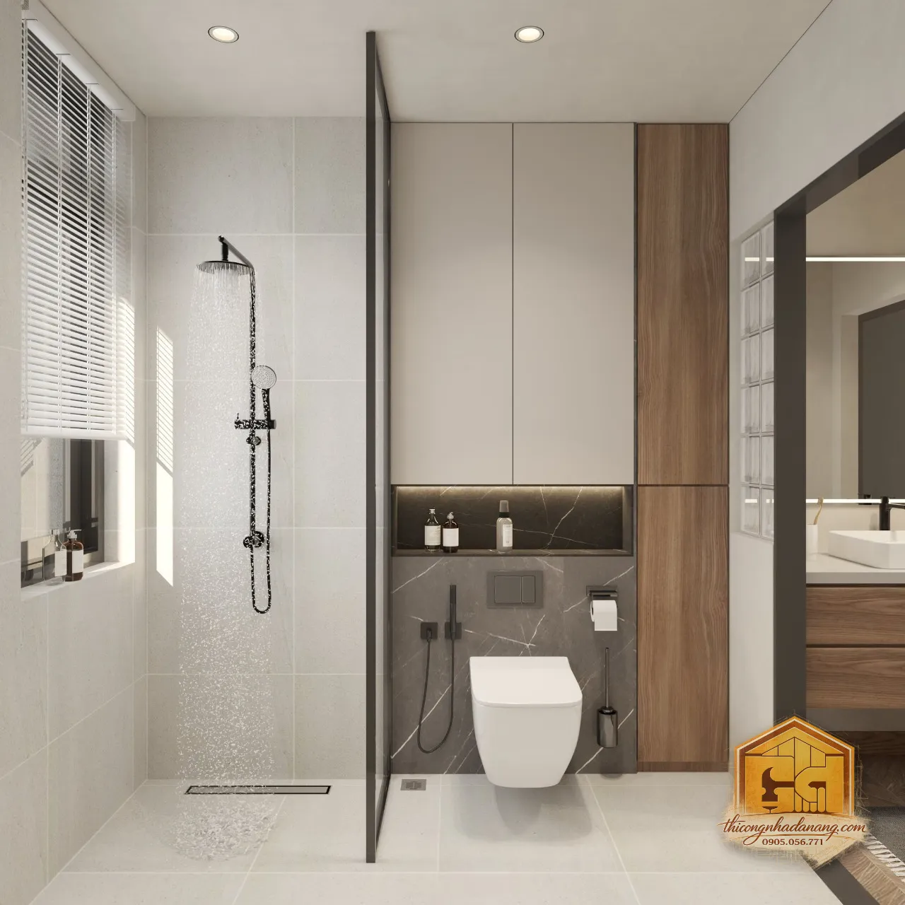 Thiết Kế Nhà Phố 2 Tầng 1 Tum 3 Phòng Ngủ: Giải Pháp Không Gian Hoàn Hảo 9 Lavabo và gương soi phòng tắm Master - View 2