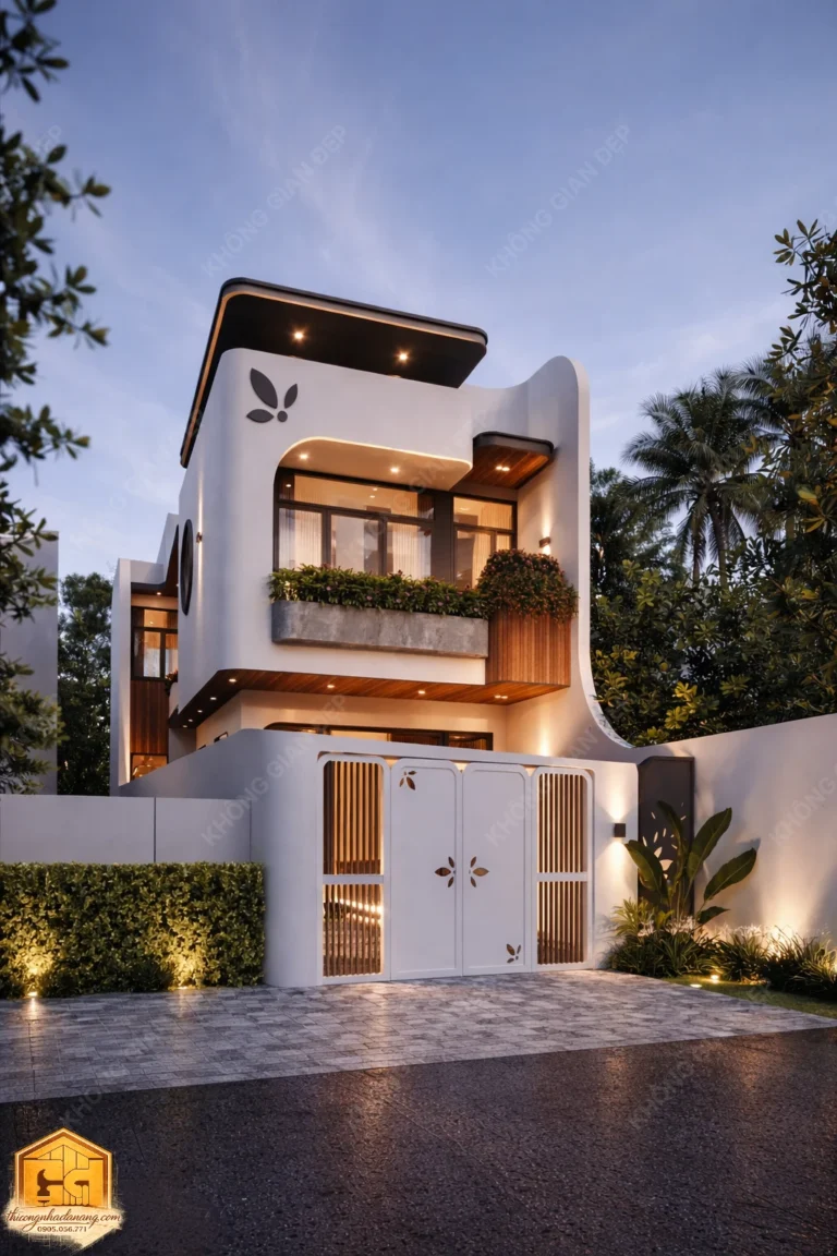 Nhà phố 2 tầng 100m2 Cẩm Lệ với giải pháp kiến trúc xanh bền vững