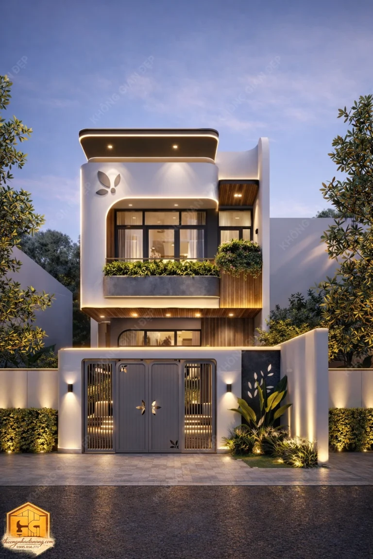 Nhà phố 2 tầng 100m2 Cẩm Lệ với giải pháp kiến trúc xanh bền vững