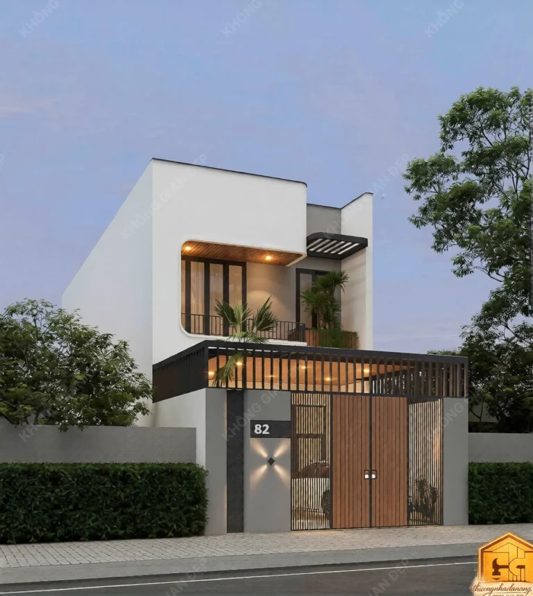 Thiết kế nhà phố 3 tầng hiện đại 90m2 tối giản chống nắng gió biển