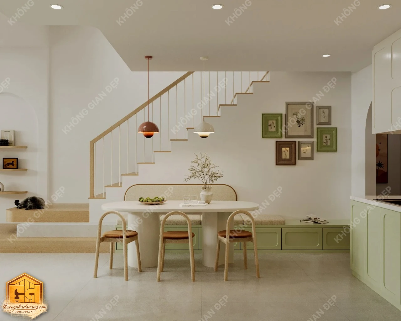 Thiết Kế Nhà Phố 3 Tầng Hiện Đại 90m2 Tại Hòa Xuân Đà Nẵng: Giải Pháp Chống Nóng, Chống Ăn Mòn Tối Ưu 8 Thiết kế bếp ăn 1 - Nhà phố Hòa Xuân, Cẩm Lệ, Đà Nẵng