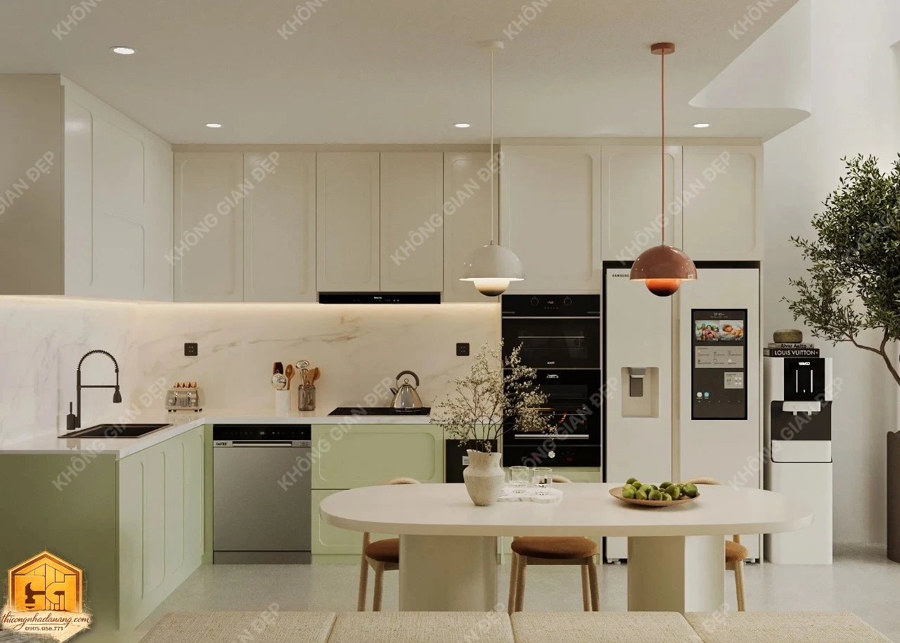 Thiết Kế Nhà Phố 3 Tầng Hiện Đại 90m2 Tại Hòa Xuân Đà Nẵng: Giải Pháp Chống Nóng, Chống Ăn Mòn Tối Ưu 9 Thiết kế bếp ăn 2 - Nhà phố Hòa Xuân, Cẩm Lệ, Đà Nẵng