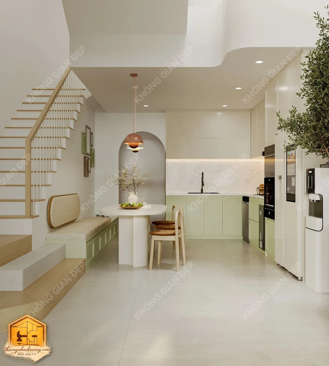 Thiết Kế Nhà Phố 3 Tầng Hiện Đại 90m2 Tại Hòa Xuân Đà Nẵng: Giải Pháp Chống Nóng, Chống Ăn Mòn Tối Ưu 10 Thiết kế bếp ăn 3 - Nhà phố Hòa Xuân, Cẩm Lệ, Đà Nẵng