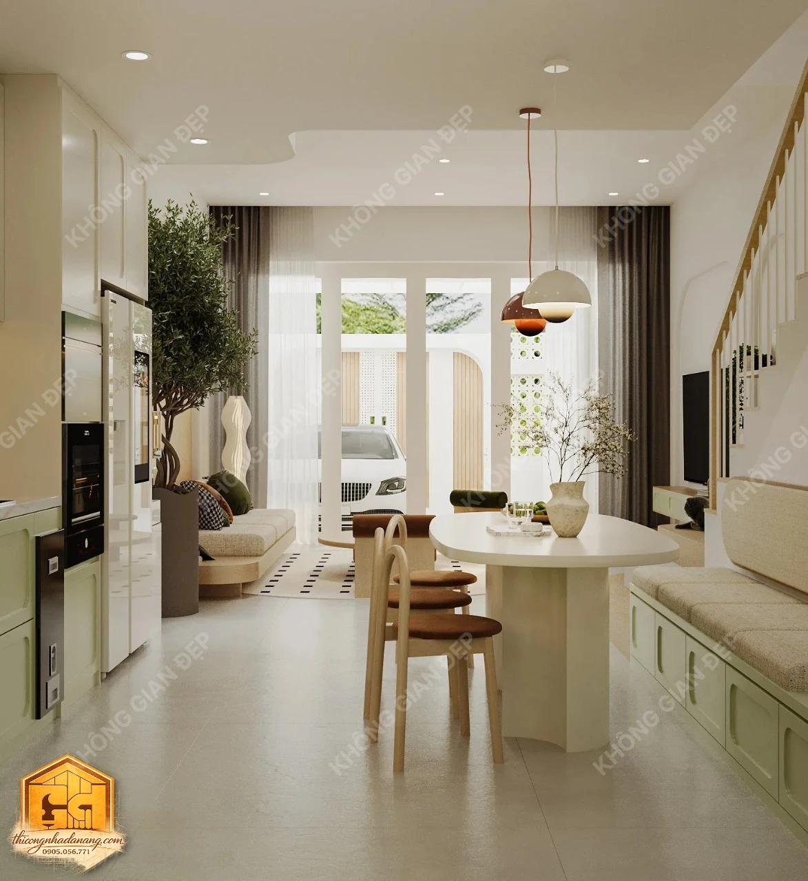 Thiết Kế Nhà Phố 3 Tầng Hiện Đại 90m2 Tại Hòa Xuân Đà Nẵng: Giải Pháp Chống Nóng, Chống Ăn Mòn Tối Ưu 11 Thiết kế bếp ăn 4 - Nhà phố Hòa Xuân, Cẩm Lệ, Đà Nẵng
