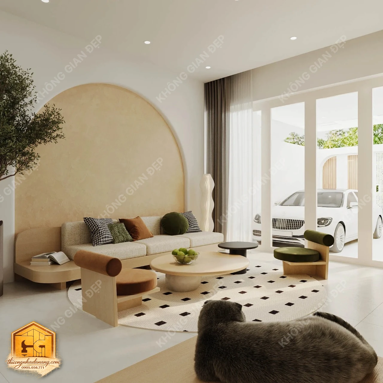 Thiết Kế Nhà Phố 3 Tầng Hiện Đại 90m2 Tại Hòa Xuân Đà Nẵng: Giải Pháp Chống Nóng, Chống Ăn Mòn Tối Ưu 15 Thiết kế phòng khách 2 - Nhà phố Hòa Xuân, Cẩm Lệ, Đà Nẵng