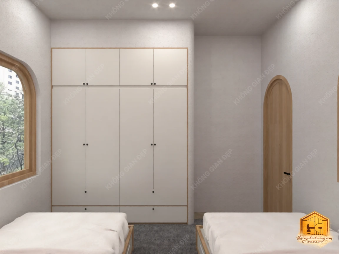 Mẫu Nhà Phố 2 Tầng 90m2 Ấn Tượng 2026: Giải Pháp Chống Nắng Tây Bền Vững tại Đà Nẵng 11 Thiết kế phòng ngủ 4 - Nhà phố Hòa Xuân, Cẩm Lệ, Đà Nẵng