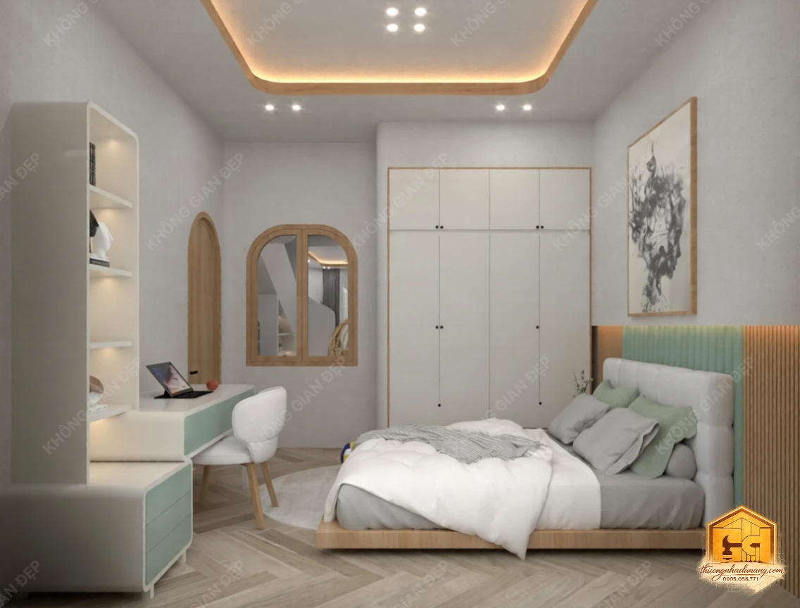 Mẫu Nhà Phố 2 Tầng 90m2 Ấn Tượng 2026: Giải Pháp Chống Nắng Tây Bền Vững tại Đà Nẵng 12 Thiết kế phòng ngủ 5 - Nhà phố Hòa Xuân, Cẩm Lệ, Đà Nẵng