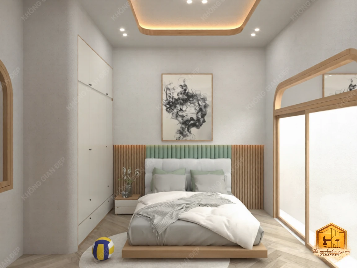 Mẫu Nhà Phố 2 Tầng 90m2 Ấn Tượng 2026: Giải Pháp Chống Nắng Tây Bền Vững tại Đà Nẵng 13 Thiết kế phòng ngủ 6 - Nhà phố Hòa Xuân, Cẩm Lệ, Đà Nẵng