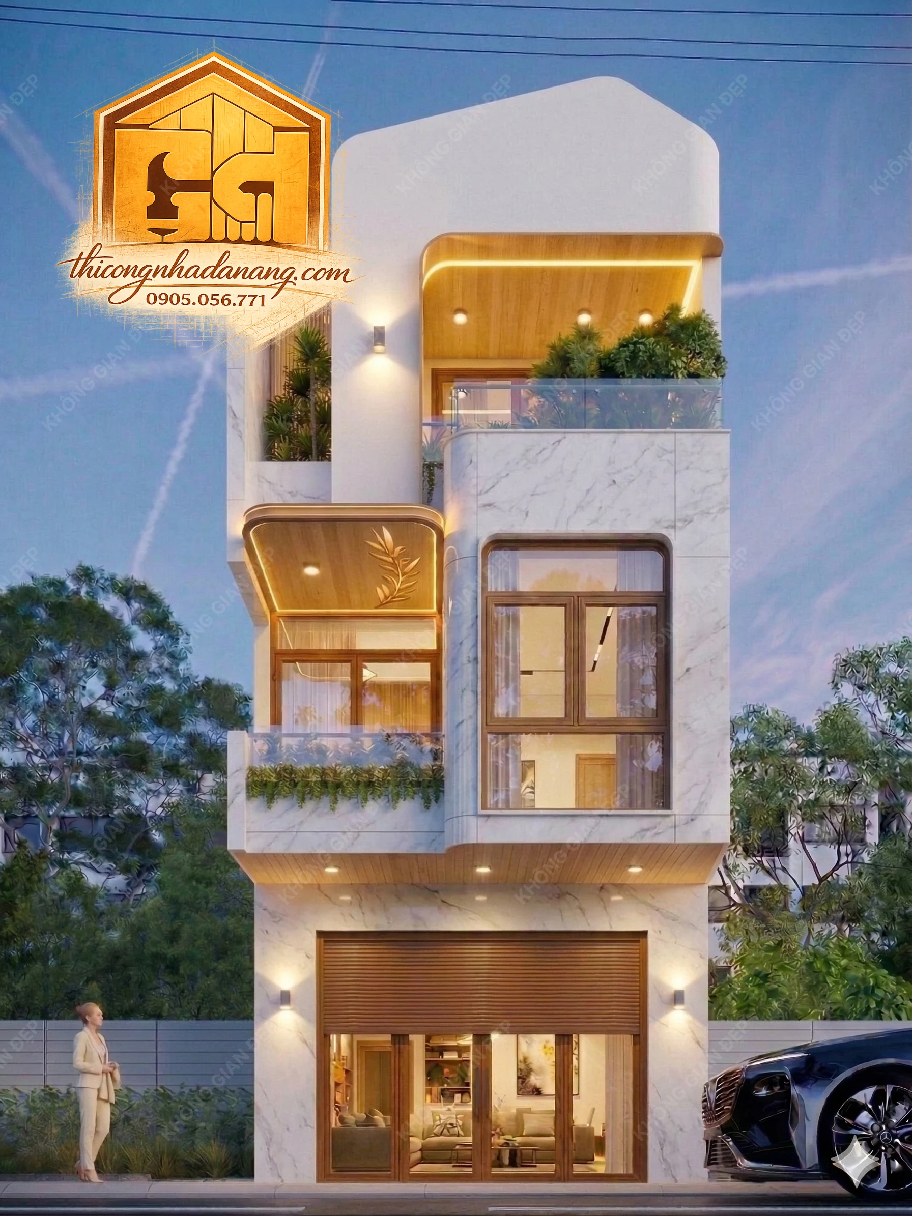 Thiết kế mặt tiền 2 - Nhà phố Hòa Xuân, Cẩm Lệ, Đà Nẵng