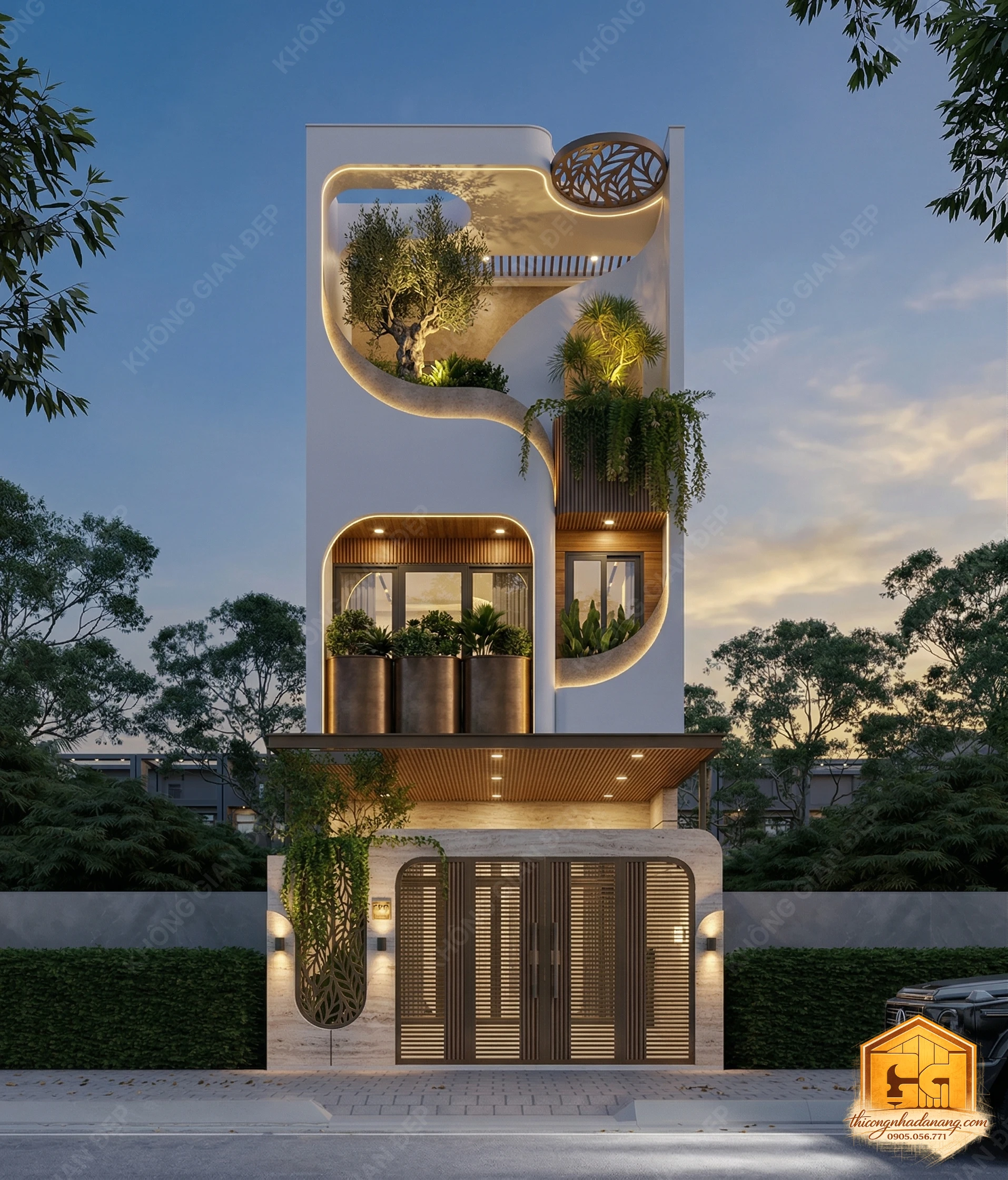 Mẫu nhà phố 3 tầng kiến trúc hữu cơ Organic phá cách