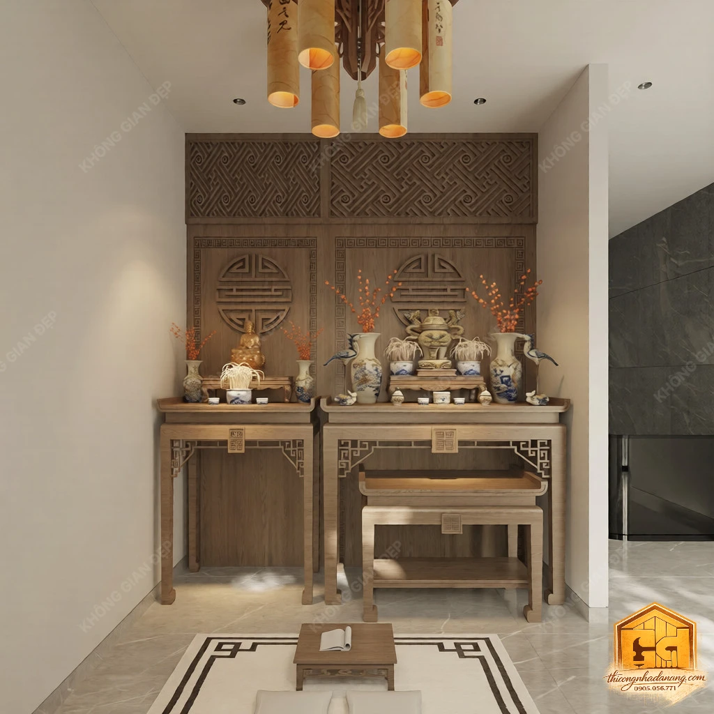 Thiết Kế Nhà Phố 3 Tầng Hiện Đại Tối Giản 80m2 Hòa Xuân, Đà Nẵng – Kiến Trúc Bền Vững Khí Hậu Miền Trung 81 Mẫu thiết kế phòng thờ đẹp - Nhà phố Hòa Xuân, Đà Nẵng