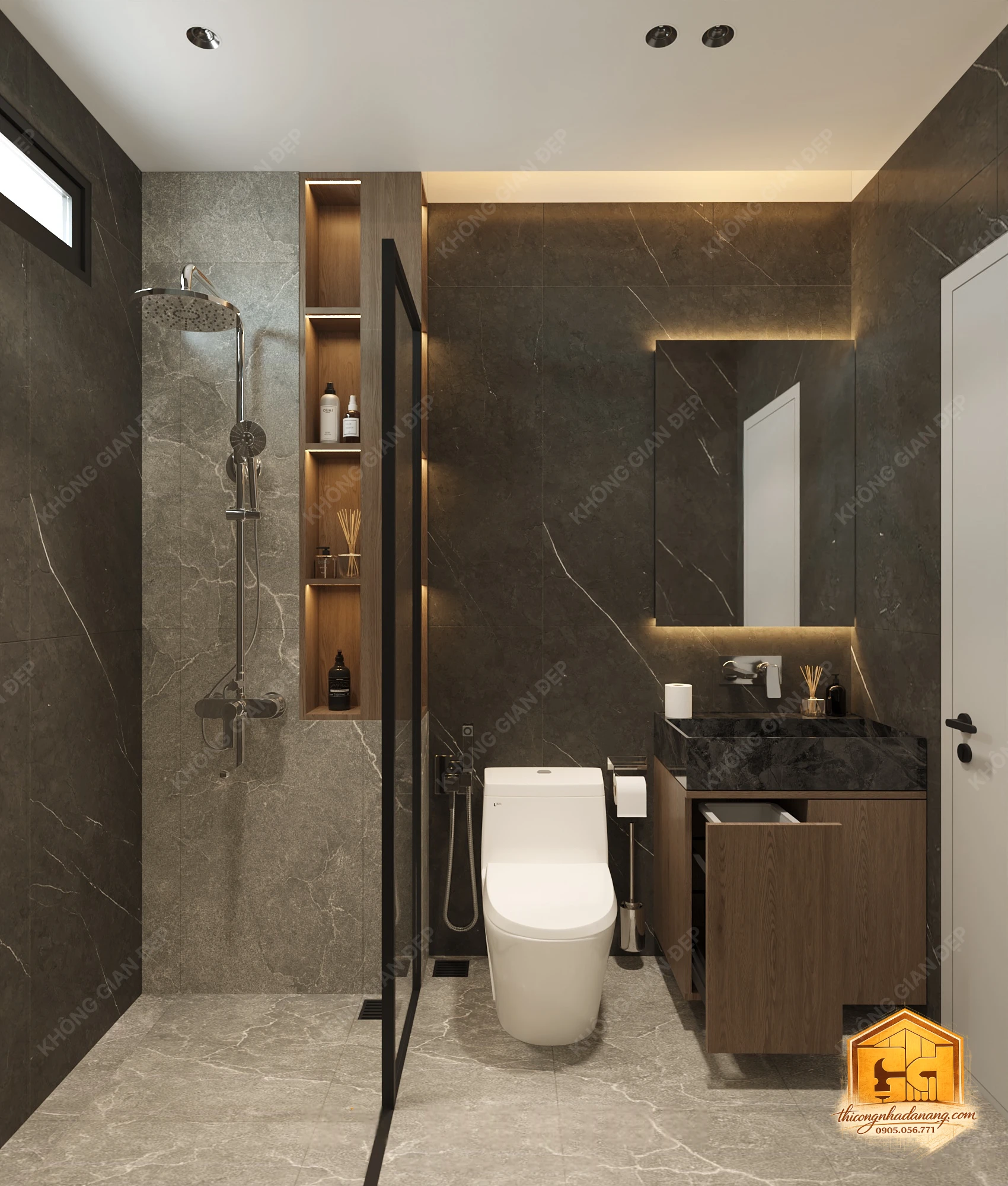 Thiết Kế Nhà Phố 3 Tầng Hiện Đại Tối Giản 80m2 Hòa Xuân, Đà Nẵng – Kiến Trúc Bền Vững Khí Hậu Miền Trung 82 Mẫu thiết kế phòng vệ sinh đẹp - Nhà phố Hòa Xuân, Đà Nẵng