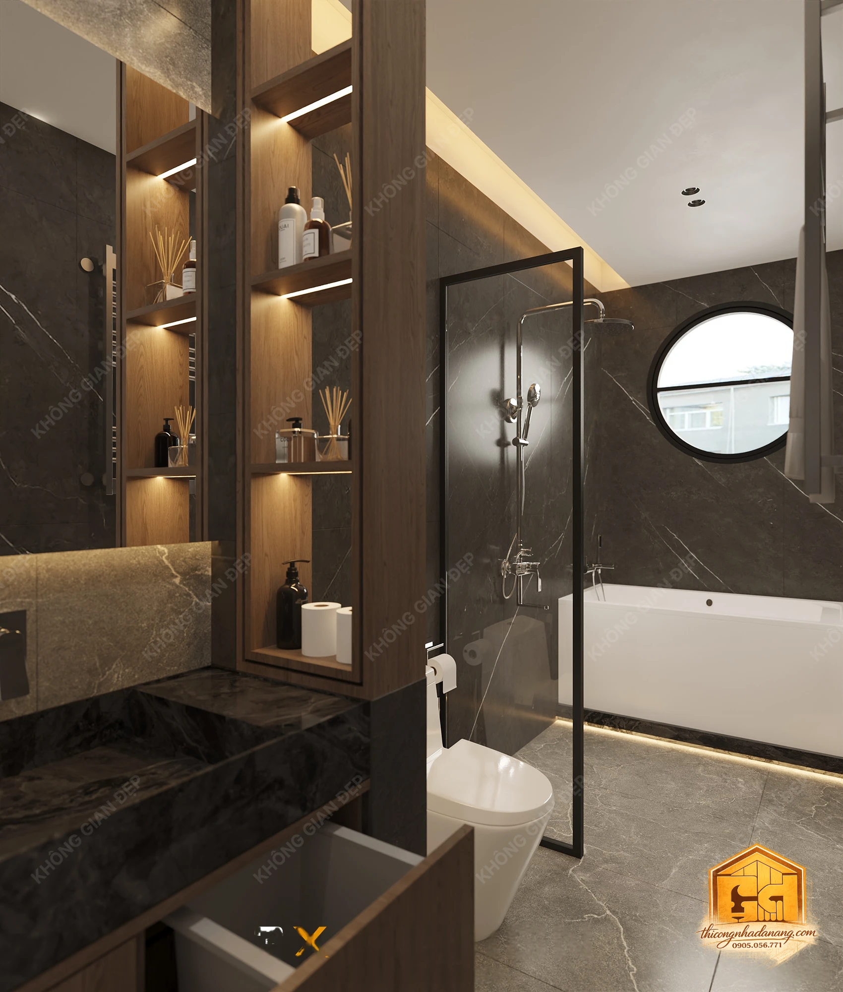 Thiết Kế Nhà Phố 3 Tầng Hiện Đại Tối Giản 80m2 Hòa Xuân, Đà Nẵng – Kiến Trúc Bền Vững Khí Hậu Miền Trung 83 Mẫu thiết kế phòng vệ sinh đẹp - Nhà phố Hòa Xuân, Đà Nẵng